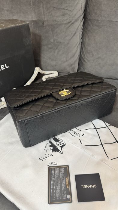 Poseta Chanel Large classic Caviar - full box/piele naturala/33 cm