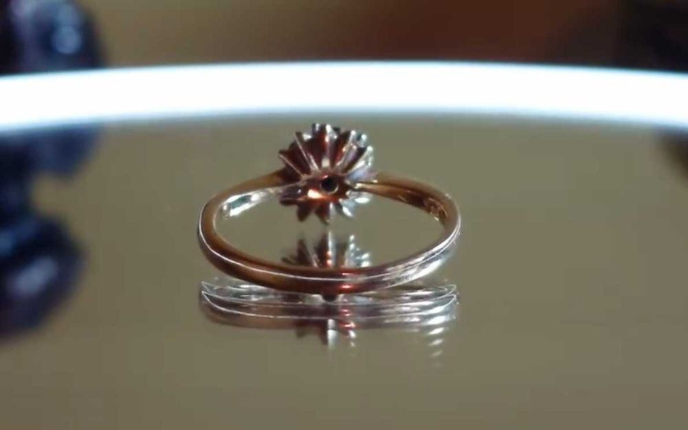 Inel vintage aur 18K cu diamant & 8 safire – mărime 51, 2,54 g