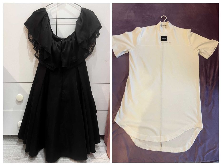 Рокля Pause, размер М, цвят бял / Рокля Junona официална черна М