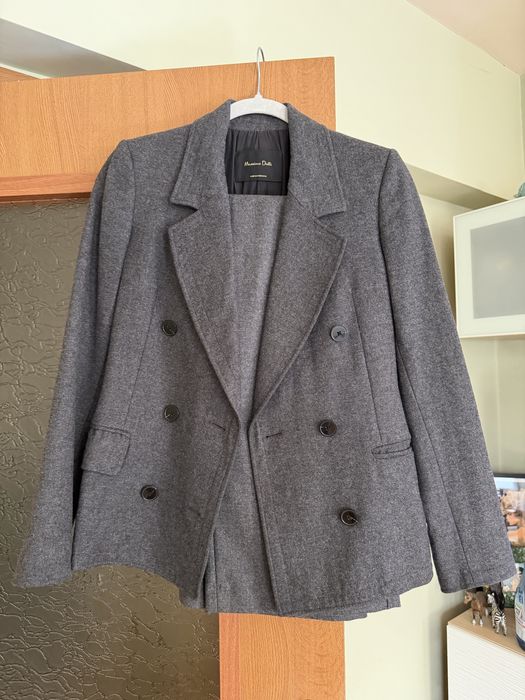 Сив вълнен костюм Massimo Dutti