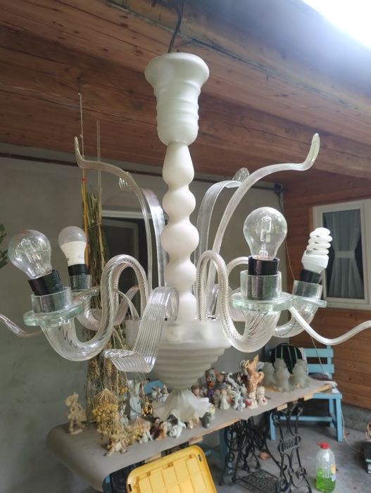 Vand candelabru din sticla cu toate piesele
