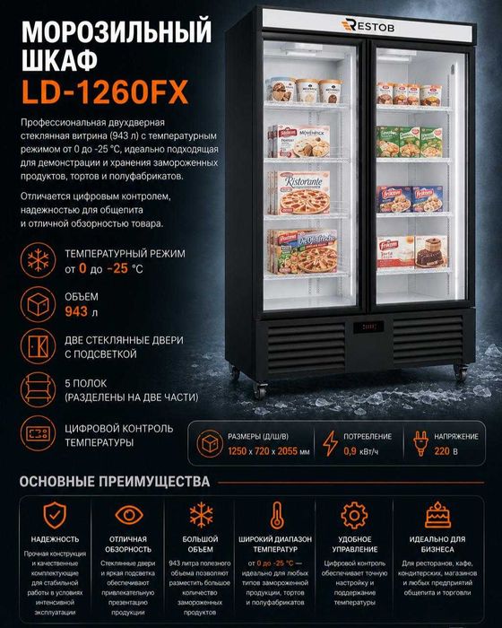 Витрина Морозильник Vitrina Мorozilnik 0-25C