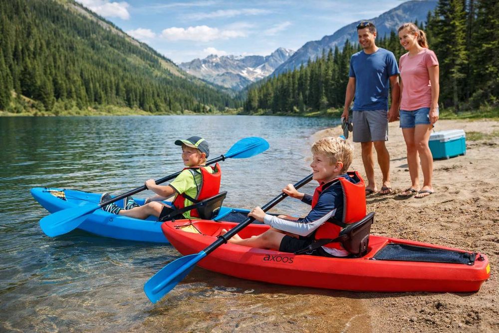 Caiac pentru copii Axoos - distractie si siguranta pe apa, 1.85 metri, albastru