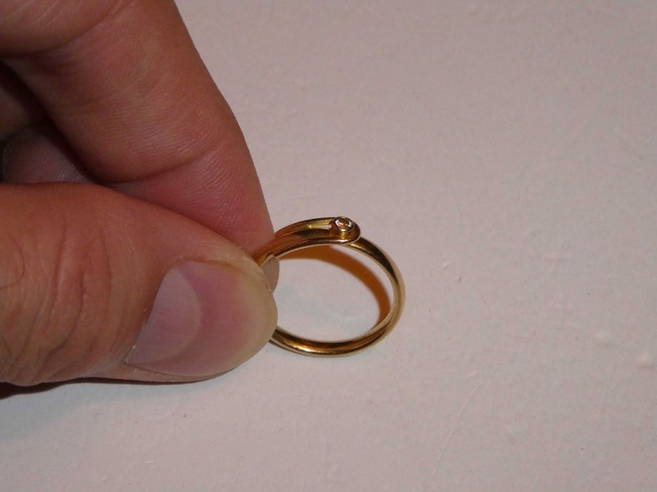 INEL AUR 18K + 1 Diamant = 0.05ct. - De logodna - Vintage - 3.4g. !