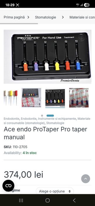 Protaper Manual Dentsply nou sigilat. Pret Premier Denta: 347lei.