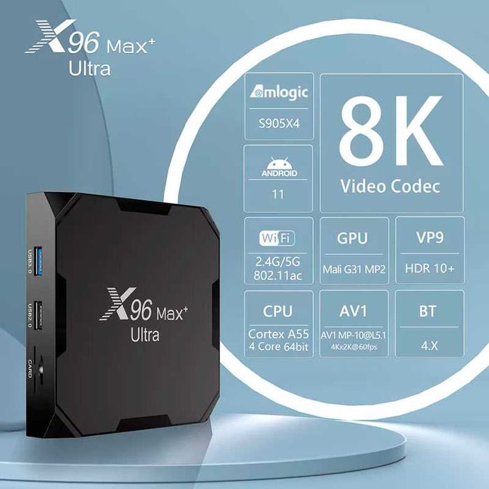Android TV Box X96 MAX+ ULTRA Android 11 DualBand WiFi BT гаранция