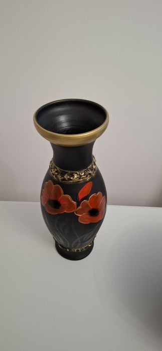 Set vază + fructieră ceramică neagră