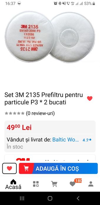 Filtre 3M 2135 P3 speciale pentru praf , se potrivesc la orice masca3M