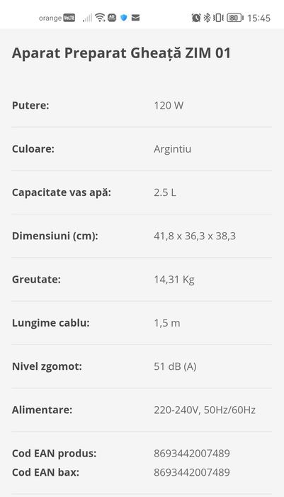 Aparat preparat gheata ZASS