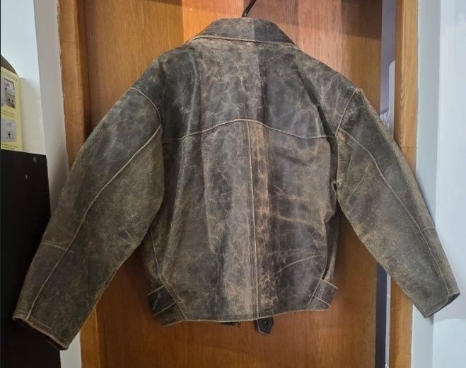 Geaca piele, distressed style marime M 48-50