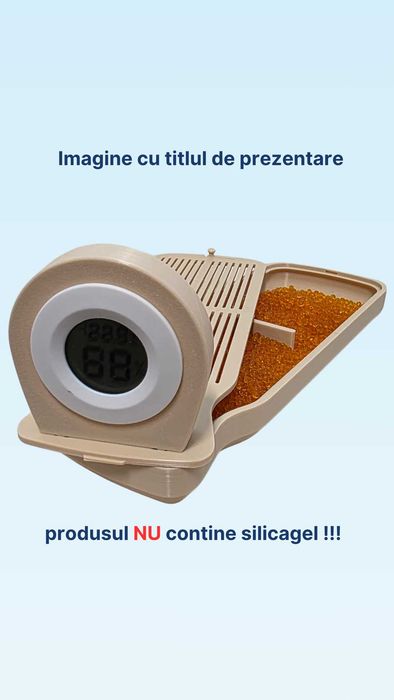 cutie stocare filament cu recipient pentru silicagel si afisare temperatura si umiditate