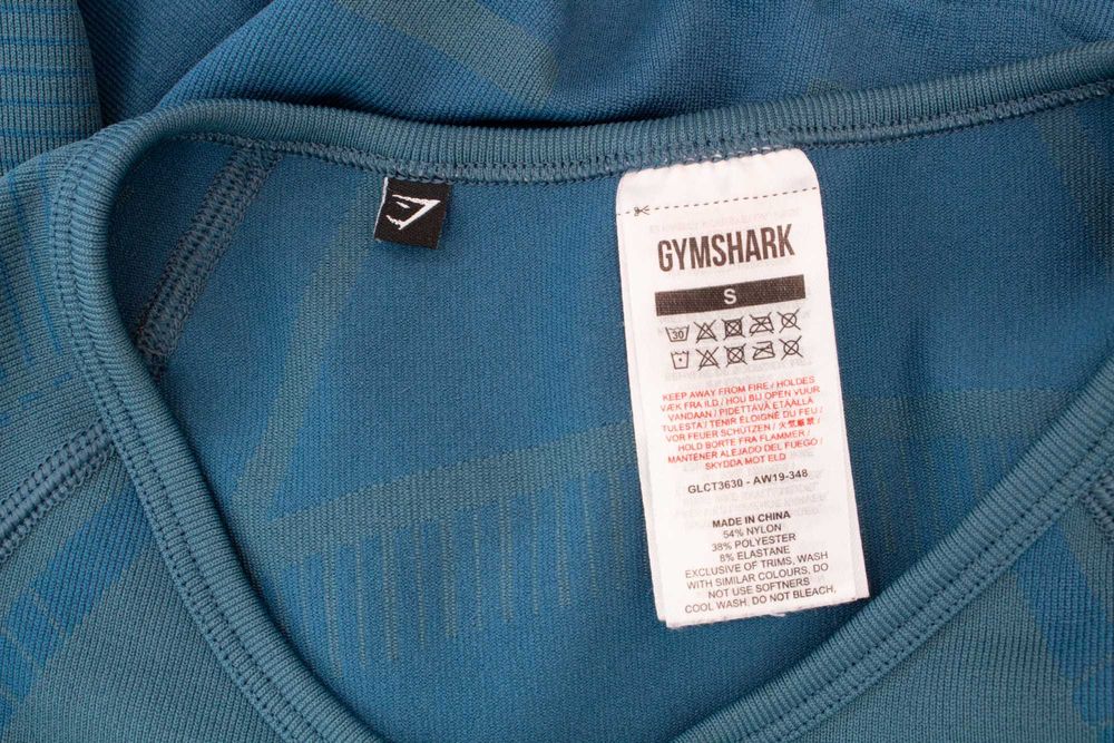 Gymshark дамски кроп топ фитнес къс дълъг ръкав отвор на гърба S
