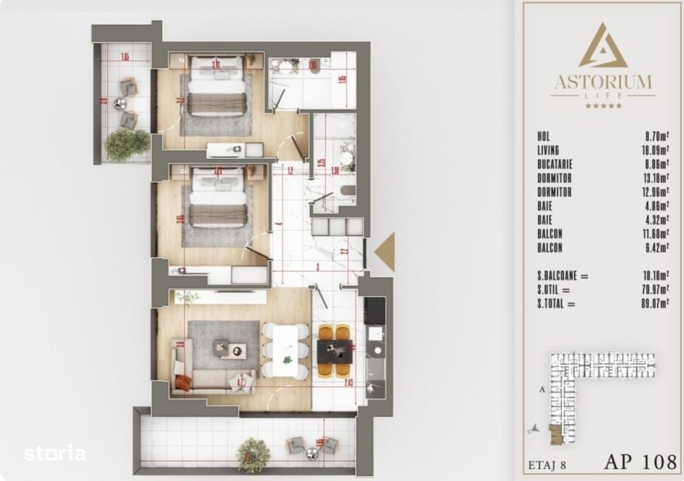 Ap. 3Cam. Decomandat In Proiect Astorium Life / Mutare Imediata!