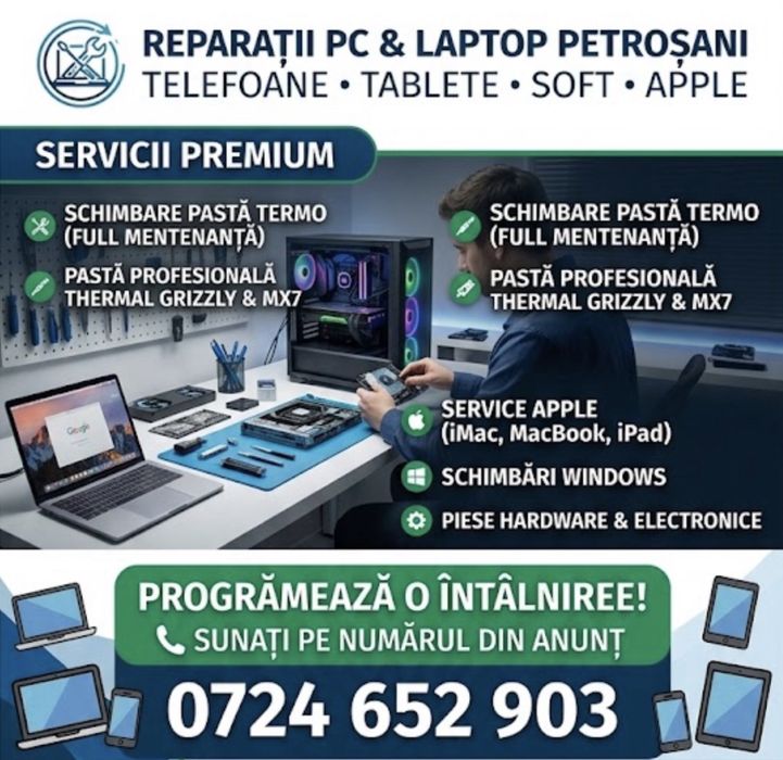 Reparații & Mentenanță PC, Laptop, Telefoane, Tablete, Apple | Petroșani