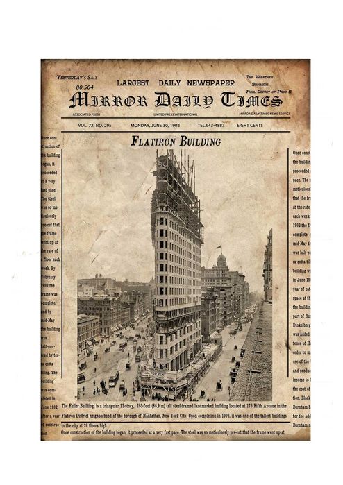 Манхатън Ню Йорк Флатайрън Билдинг Небостъргач вестник постер плакат