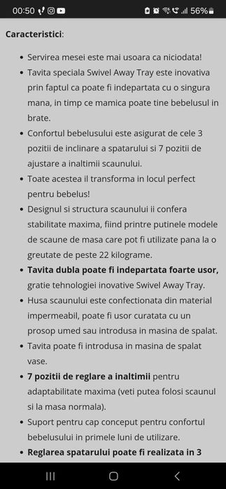 Scaun  pliabil bebe.