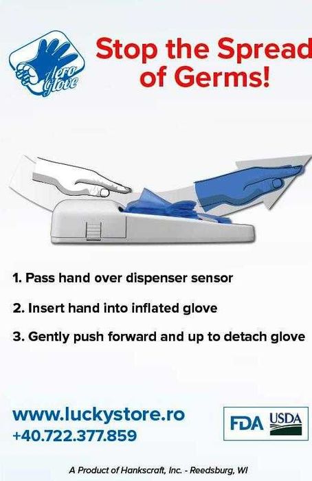 Dispenser automat cu mănuși gratuite