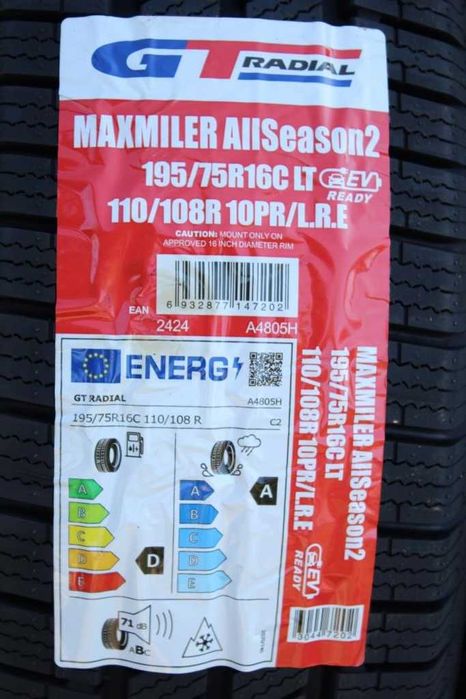 Anvelope noi 195/75R16C 110/108R, 10PR, GT-Radial, All Season, DOT 2025