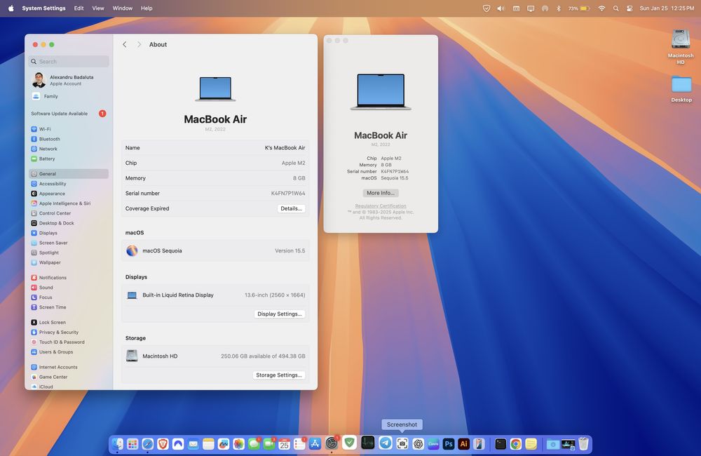 Macbook Air M2 512GB 8GB 13.5” 2022