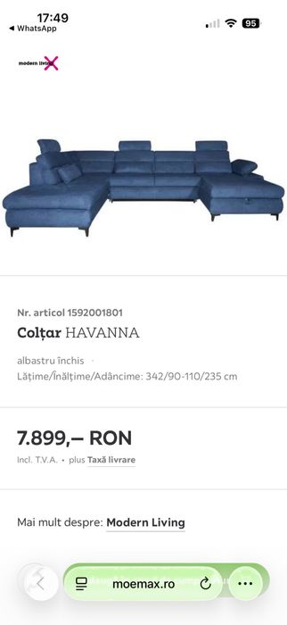 Coltar living cu trei elemente