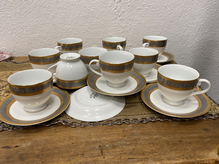 Японски чаши за кафе от порцелан със златен Кант