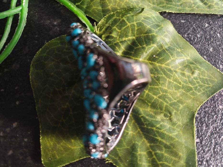 Продавам италиански сребърен пръстен с тюркоаз