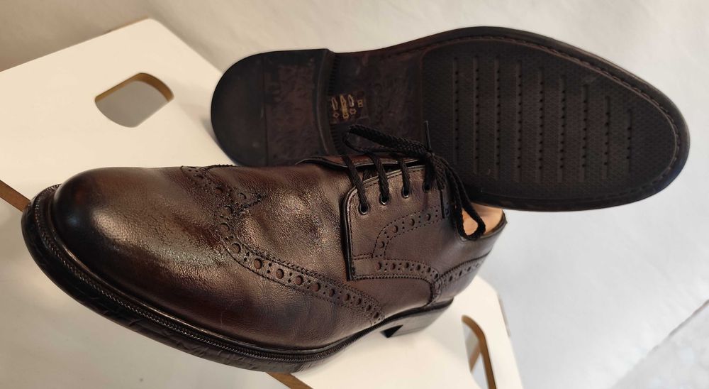 Pantofi derby brogue 45 premium GEOX 45 NOI piele naturala moale maro
