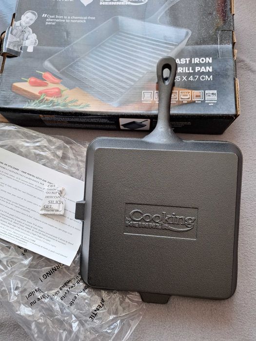 Tigaie grill fonta pura inductie dimensiune 25 x 4.7 cm tigaie gratar fonta