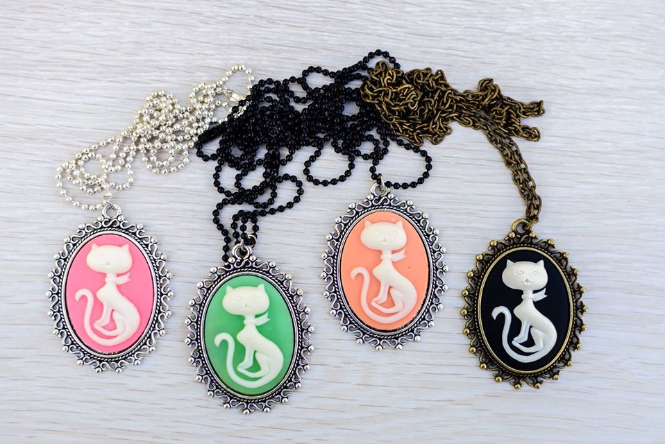 Хендмейд, арт, котки бижу с котка, коте, котешко, колие