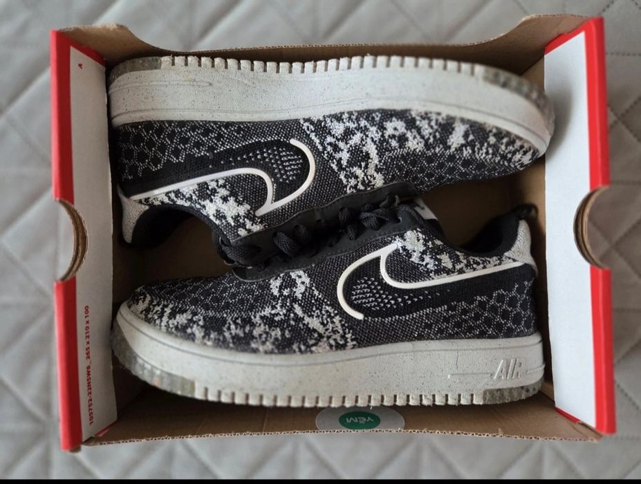 Nike AF1 Crater Flyknit NN GS, Sintetic, Negru/Alb, 40EU