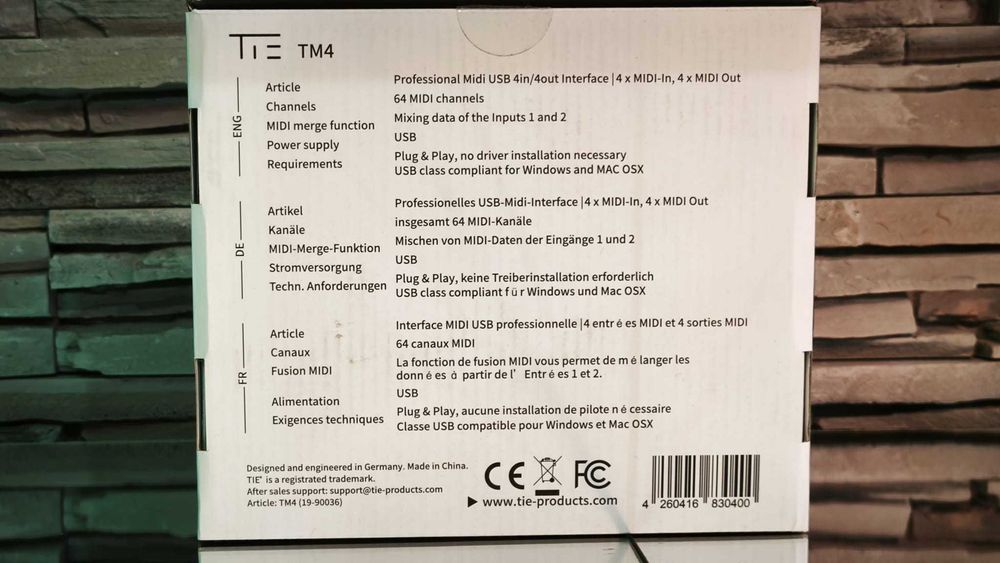 TIE Studio – MIDI Interface 4i4oTIE interfata - Garantie