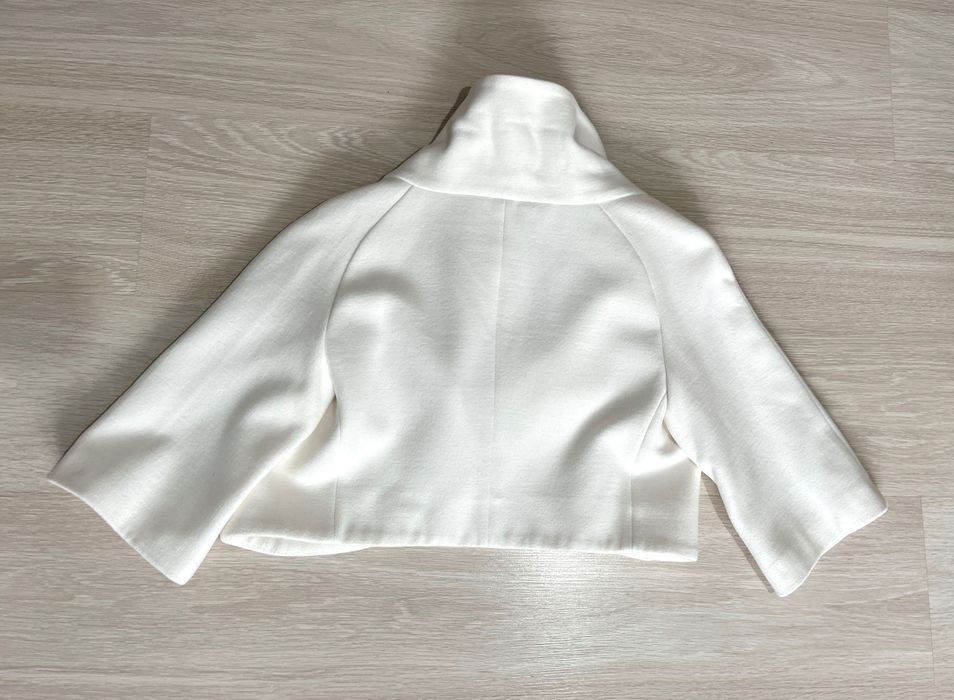 Pardesiu alb capa palton stofa elegant scurt