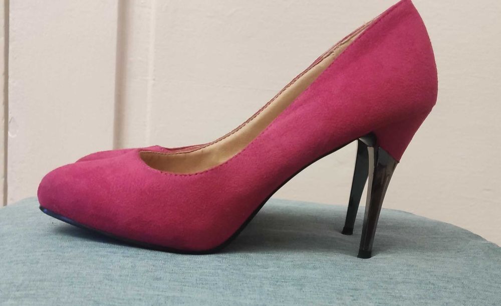 Елегантни велурени дамски обувки Exquily с висок ток номер 39