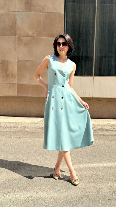 Платье женское, на запах, повседневное, вечернее, миди хлопок, Турция