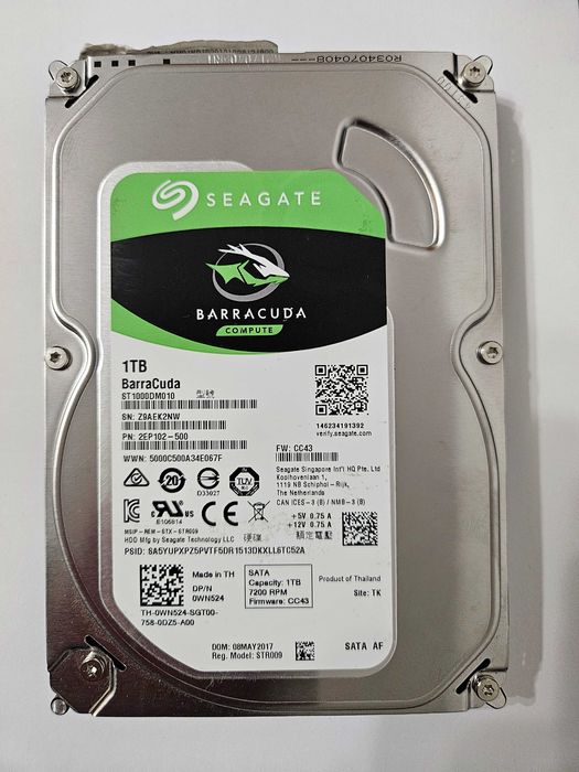 HDD Seagate Barracuda 3.5  ST1000DM010 1Tb + cutie plastic
