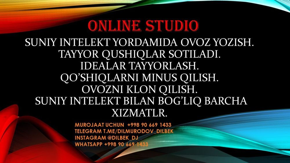 ONLINE STUDIO ovoz yozish suniy intelect yordamida ovoz yozish hizmati