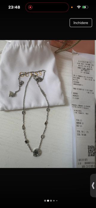 Lanț și pandantiv cu cristale Guess Woman