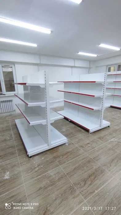 Металлические полки островные стеллажи, витрины торговые для магазина