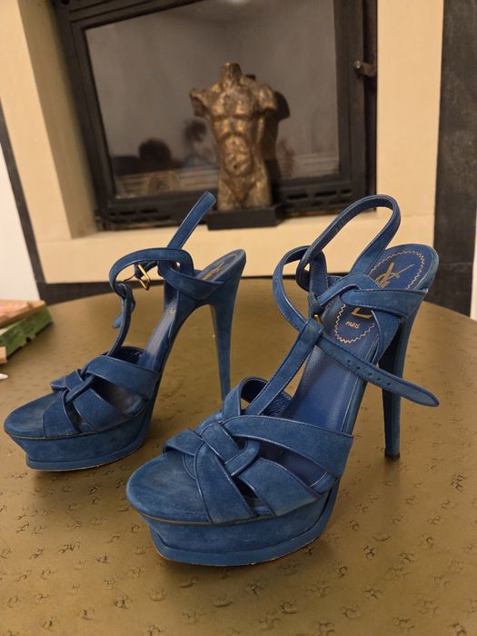 Sandale Yves Saint Laurent (YSL)  - Piele Întoarsă Albastru Electric