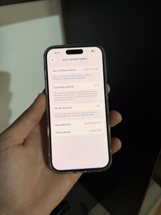 IPhone 15 PRO 512 GB negru 87% bateria
