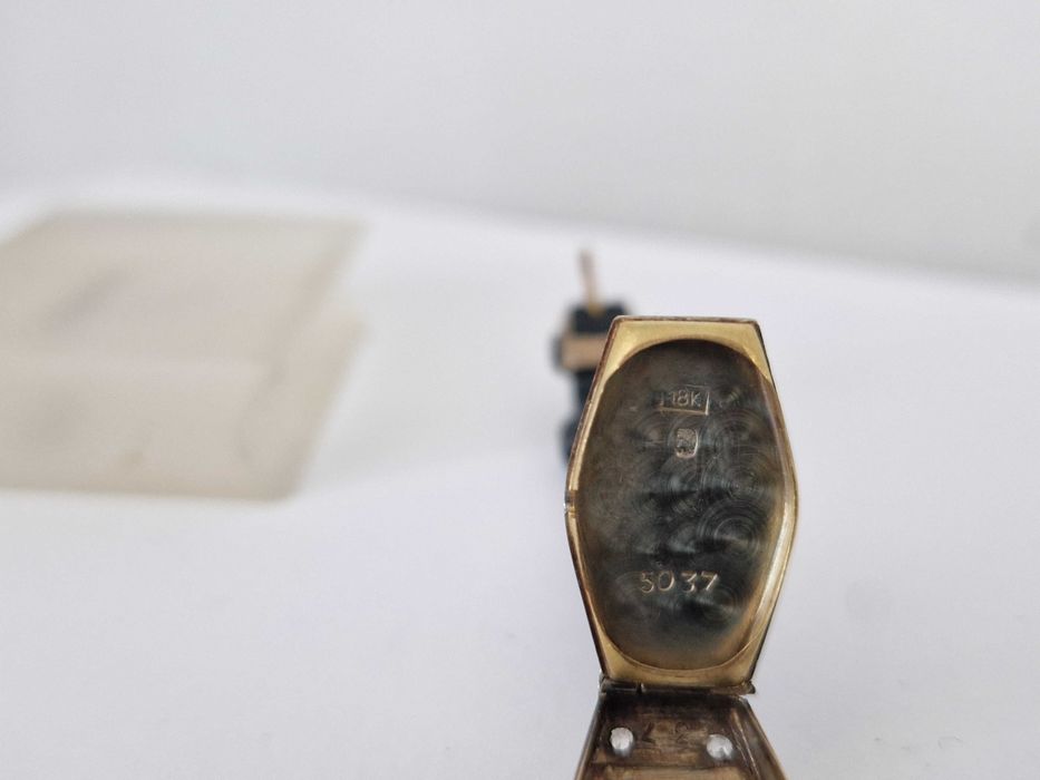 Ceas de Dame din Aur de 18 k-750 cu Diamante -Art-Deco-Mecanic.