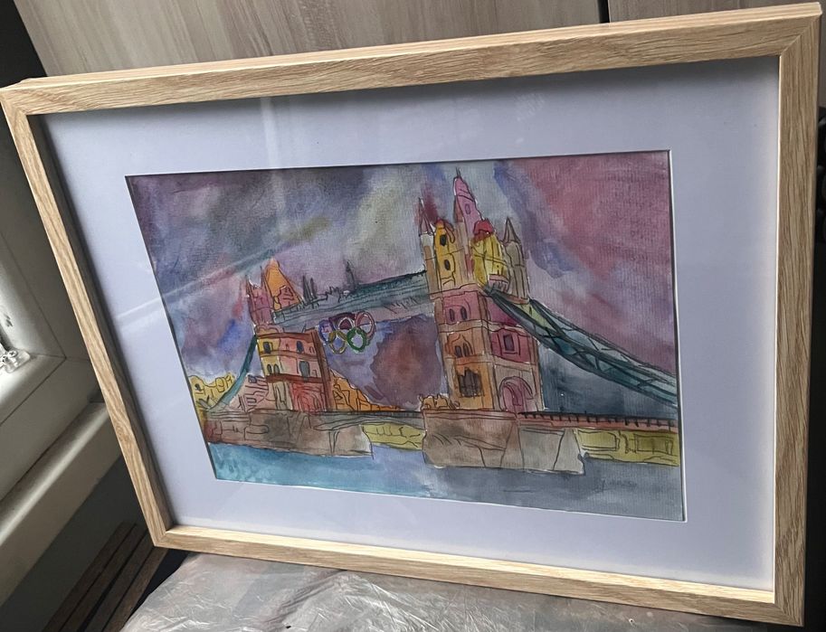 Оригинална акварелна картина Tower Bridge – рамка 30×40 см.