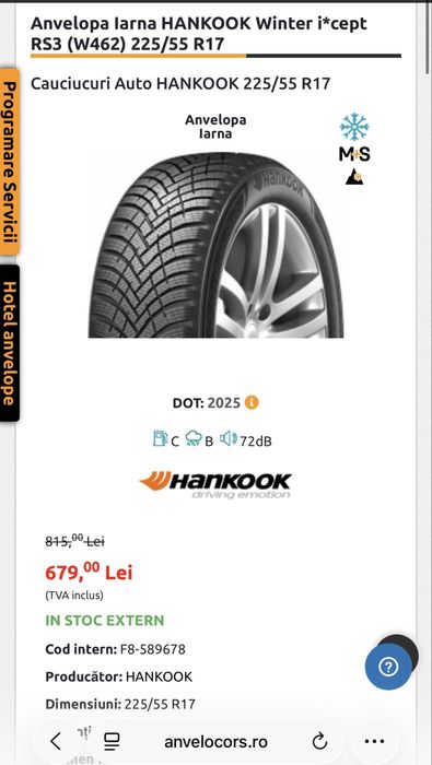Vand Cauciucuri Hankook 225 55 17 M+S
