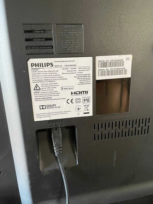 Televizor Philips 43PUH4900/88, Diagonală 109 cm, 4K Ultra HD – Perfect funcțional