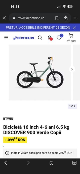 Bicleta copii impecabila