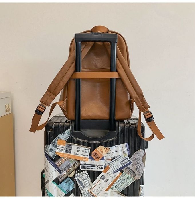 Кожанный рюкзак мужской женский ПУ портфель унисекс вместительный