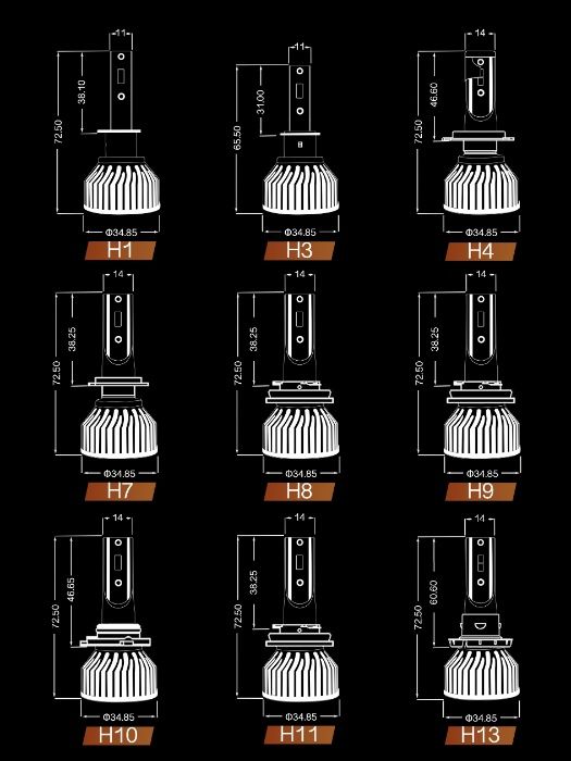 Умалени мини LED диодни крушки H7 H1 H4 H3 HB4 H11 лед комплект canbus