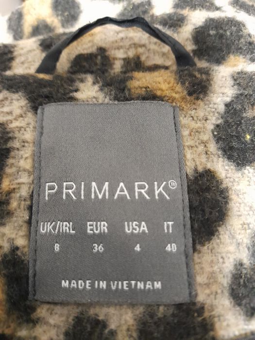 Palton modern cu design leopard nr.38 cu 4% lână + 3% lână în contrast