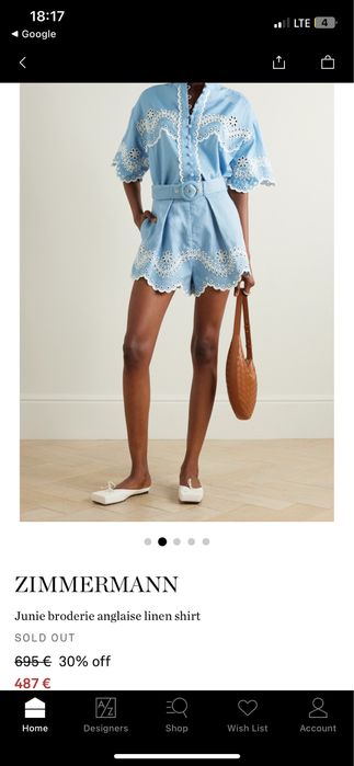 Оригинален комлект риза и къси панталонки Zimmermann