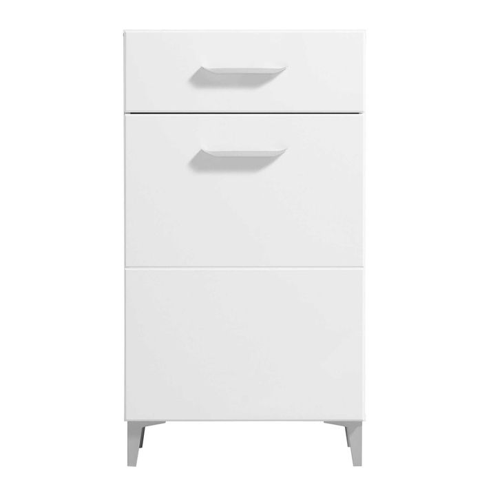 Скрин, Шкаф за антре заоблен бял гланц MDF 58 x 35 x 104,5-110 см